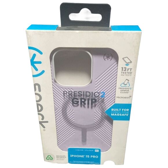 Speck Presidio2 Grip MagSafe iPhone 15 Pro Case Soft Lilac Purple NEW - Picture 1 of 7